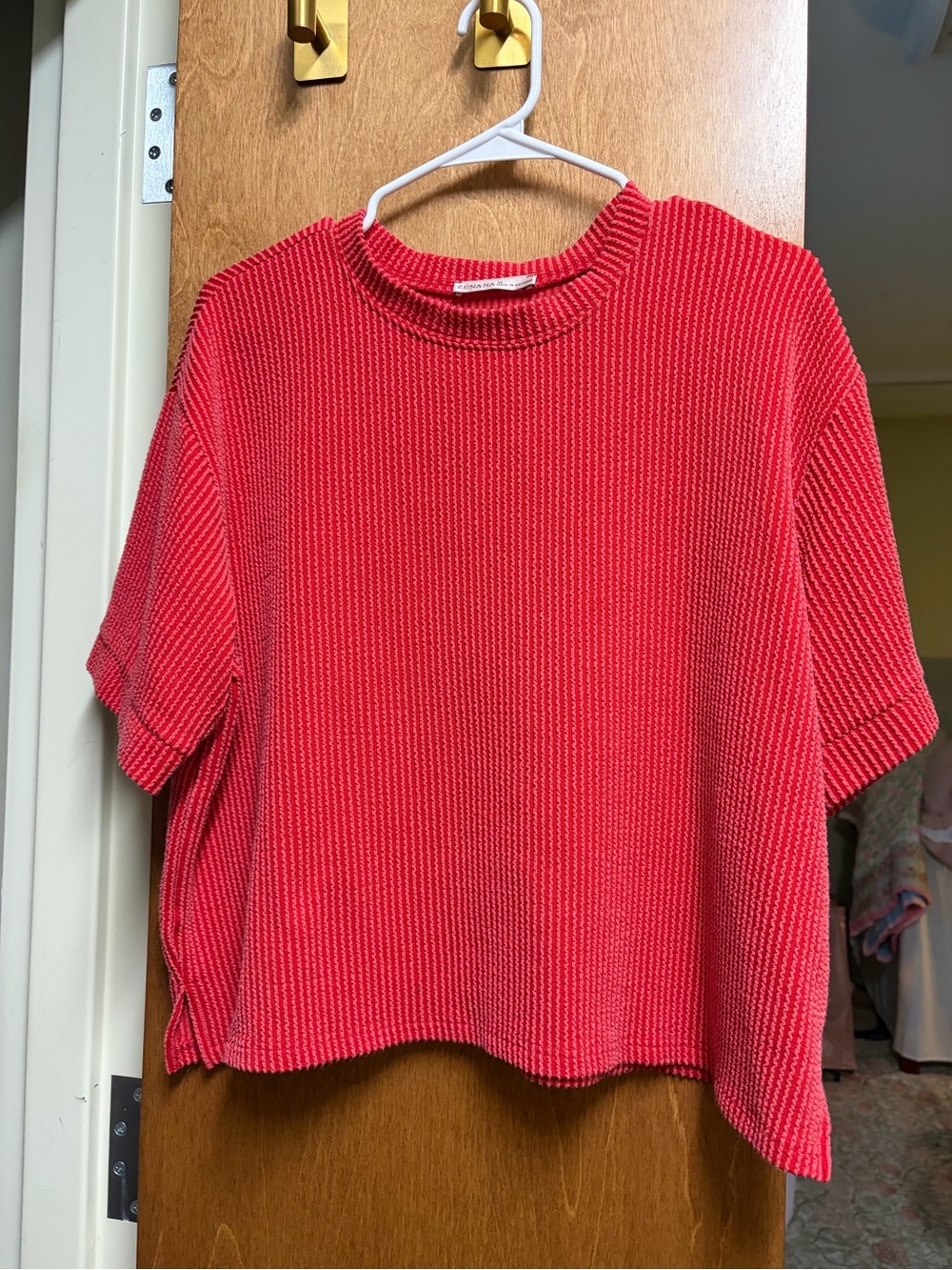 Bright red ribbed two piece set